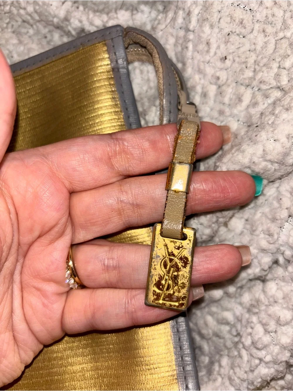 Vintage YSL Yves Saint Laurent Gold Toiletry Pouch/Crossbody Bag